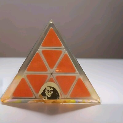 Tomy Pyramid Pyraminx Speed Cube Triangle 3D Neon Puzzle Case 1981 Toy RARE