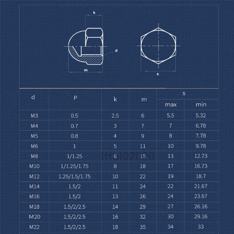 Hutmuttern DIN 1587 Muttern Messing M3 M4 M5 M6 M8 M10~M20 Hutmutter hohe Form - Bild 2 von 4