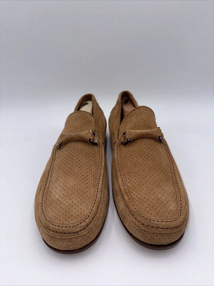 Zapatos de vestir mocasines de gamuza marrón perforados Mezlan para hombre talla 11. M Foto 2 de 4