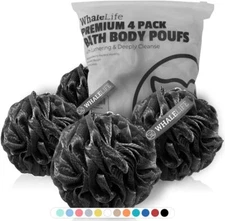 Shower Puff Bath Sponge Shower Loofahs Pouf Ball Nature Bamboo Charcoal Black