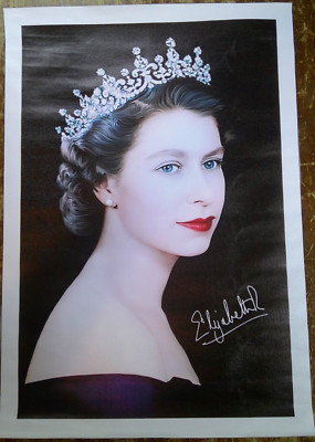 Queen Elizabeth II, 19.25 x 13.4375 synthetic canvas (Photo is 17.6875 x 11.875)