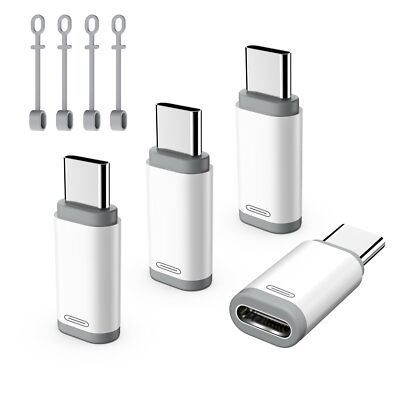 TiMOVO Adapter for Lightning Female to USB C Male 4 Pack, White&Gray