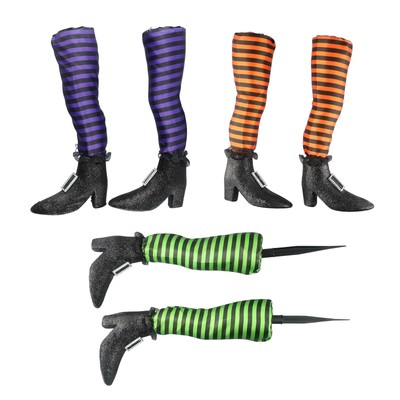 TOYANDONA Halloween-Hexenbein Set | 2 Stück, 18,5 Zoll | Gruselige Hexenbeine Mit Pfählen Für Garten- & Hof-Dekoration