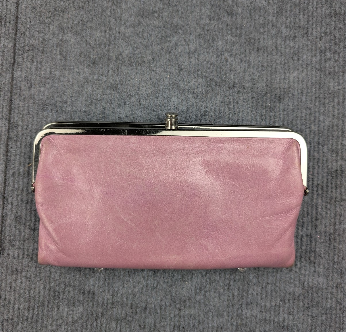 Hobo Kiss Lock Wallet Pink Leather Clutch Multi Pocket Lined Organize Cards