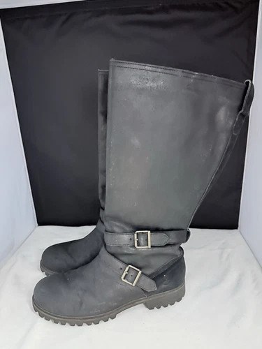 Stivali Timberland Wheelright donna 11 pelle nera impermeabili polpaccio largo biker