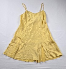 Vintage Victoria  s Secret Yellow Silk Slip Dress Small Strappy Y2K Coquette Mini