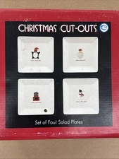 Christmas Cut-Outs Dinnerware, Set of 4 Assorted Appetizer Plates   NEW!!!!!