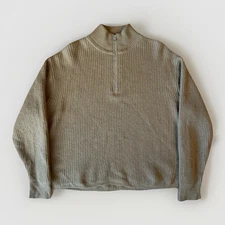 Jenni Kayne Cashmere Sweater Women's Small Brown 1/4 Zip Minimalist Glam Winter