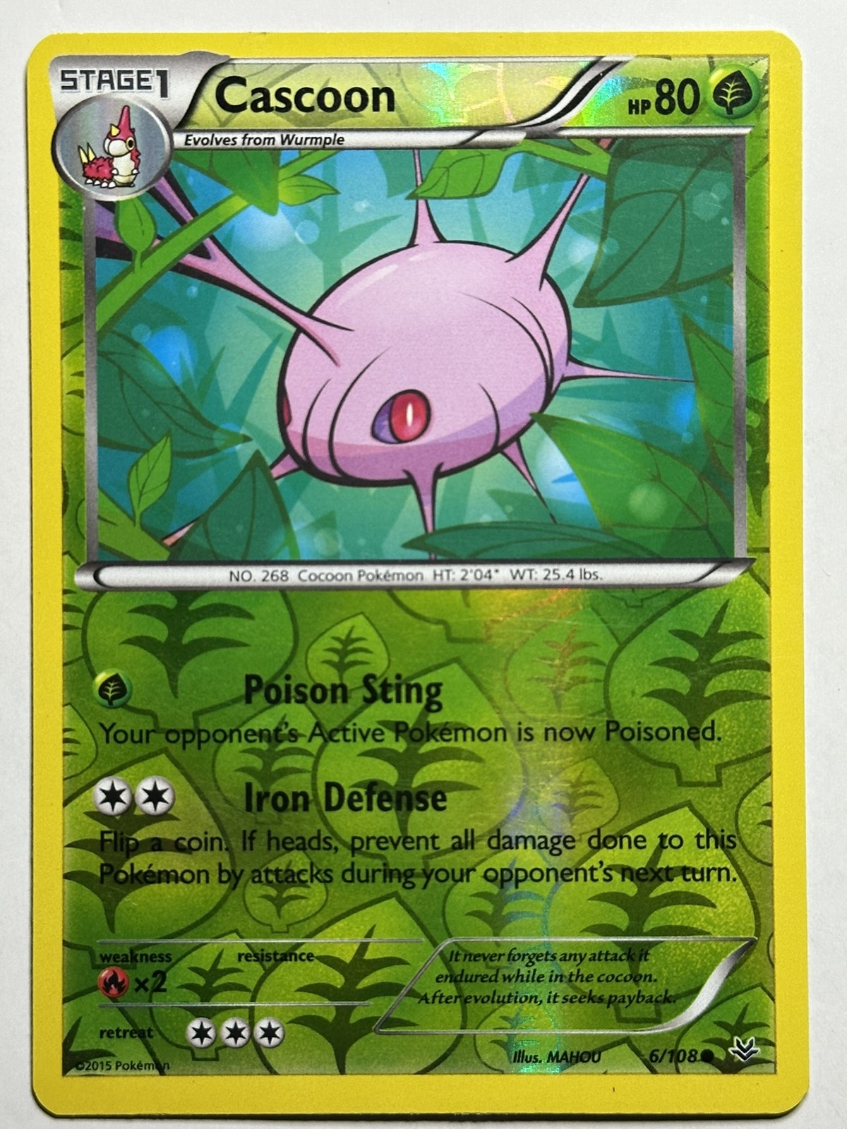 Cascoon Reverse Holo XY - Roaring Skies 6/108 LP-NM Pokémon Card