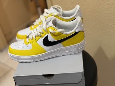 Nike Air Force 1 Yellow White Black Leather Low Top Men's Sneakers CW2288-711