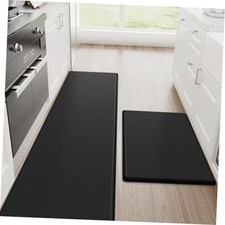 Kitchen Mats for Floor, 2-Piece Anti-Fatigue Kitchen Rugs, Black 20" x 32"