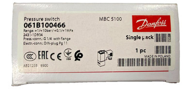 Danfoss 061B100466 MBC5100 2431-1DB04 Pressure Switch 1 to 10  bar flange