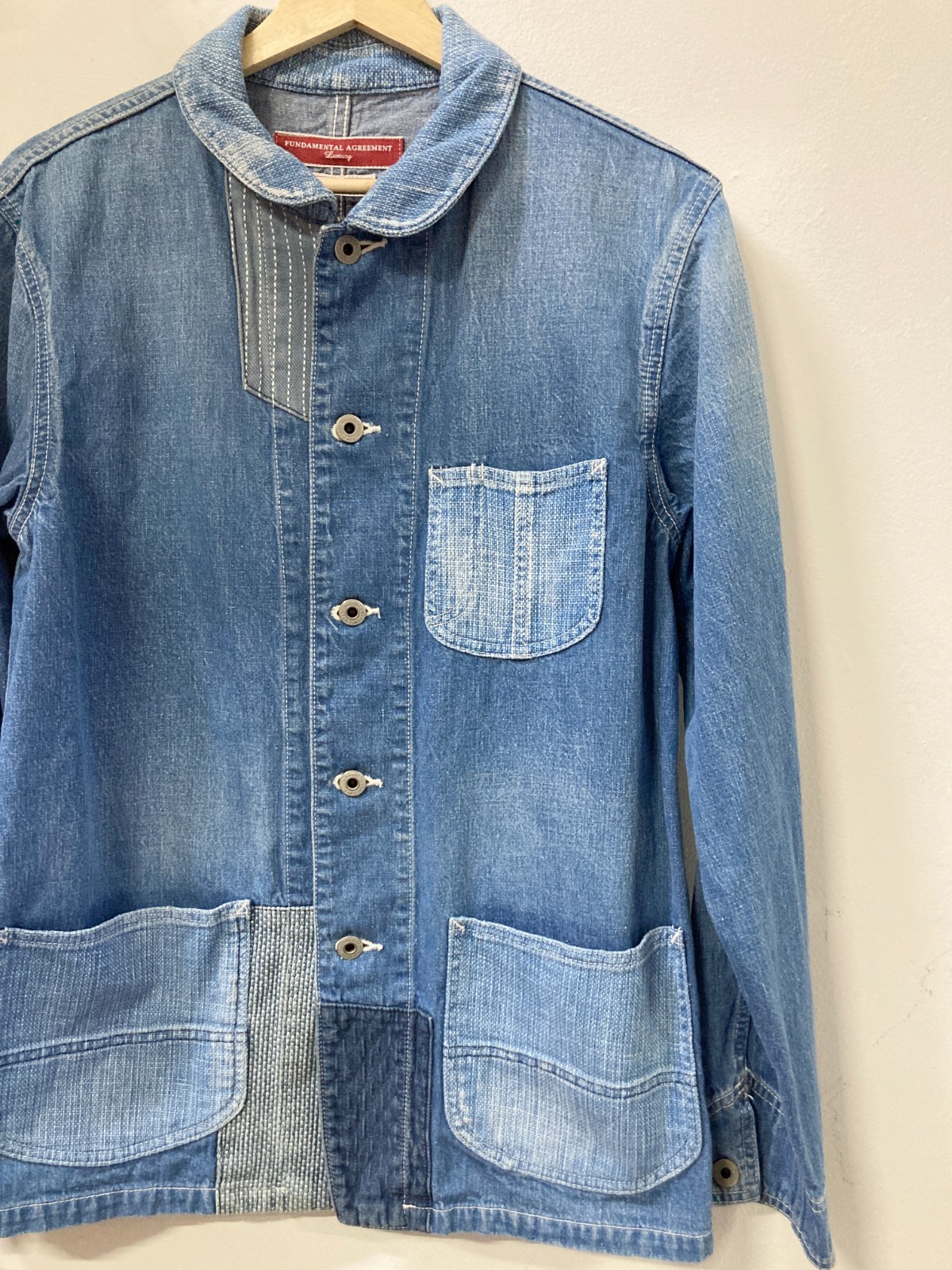 FDMTL Denim Patchwork Jacket Chore Jacket Indigo … - image 5