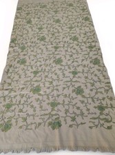 Antique 19th C. Victorian Piano Shawl 34 x 73 Crewelwork Wool Silk Gilt Metal
