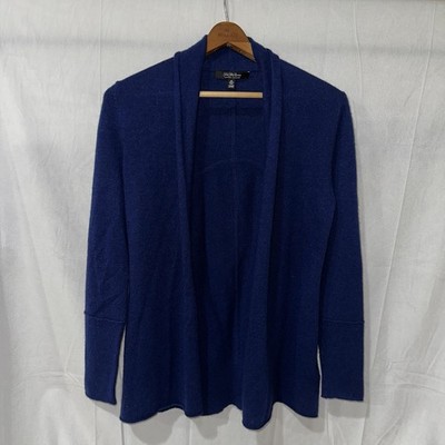 Saks Fifth Ave Open Cardigan Sweater Women's Small Blue 100% Cashmere