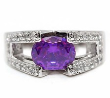 3CT Amethyst  Topaz 925 Solid Genuine Sterling Silver Ring Jewelry Sz 8