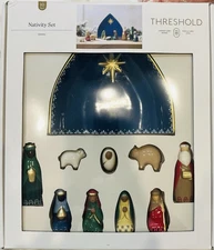 NIB Threshold PAINTED CERAMIC NATIVITY SET 10 Piece CHRISTMAS DECOR Target White