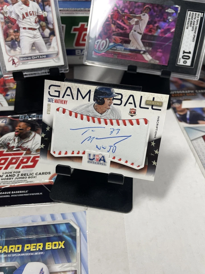 2014 Panini USA Baseball # /20 Tate Matheny Auto w/ What Would Jesus Do Inscrip - Image 4 of 4