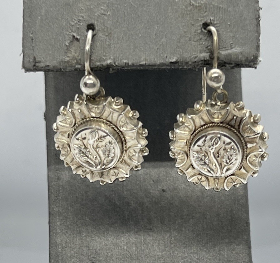 Victorian Repoussé Flowers Circular Sterling Silv… - image 2