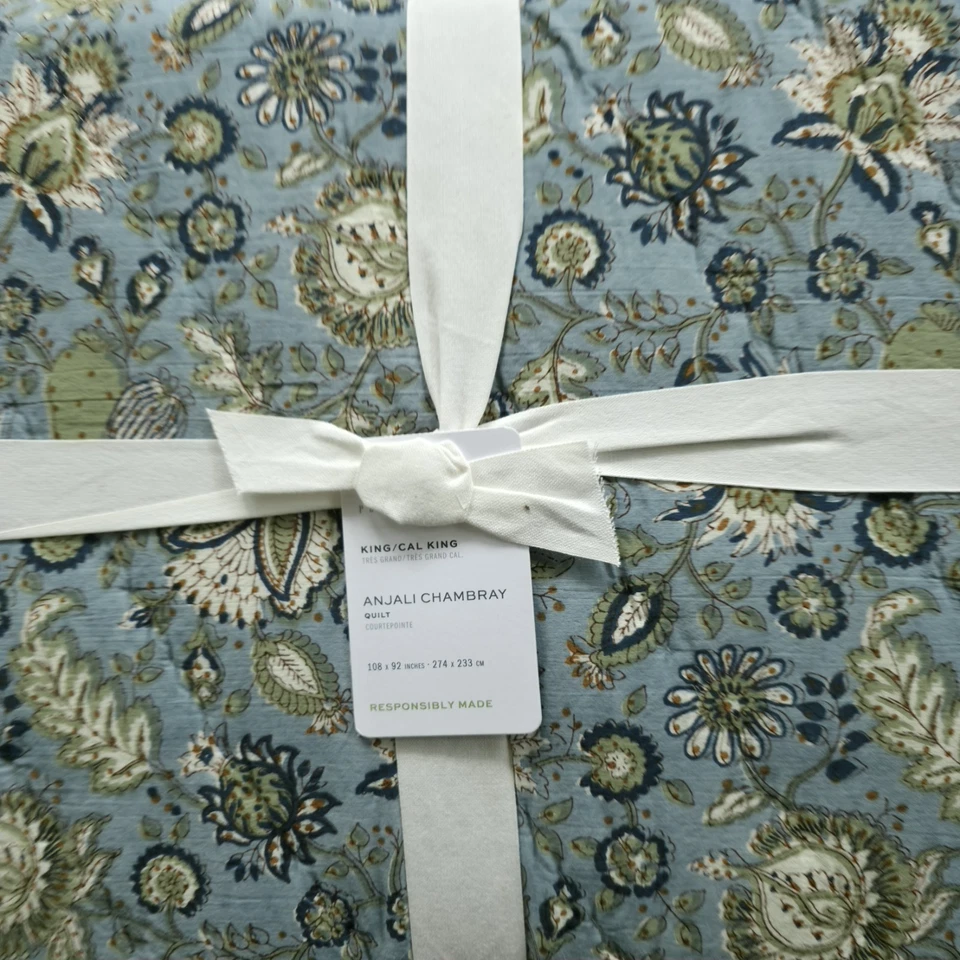 Nuevo edredón Pottery Barn Anjali Chambray King y 2 fundas de euro Foto 2 de 4