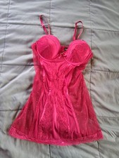 Vintage Frederick  s Of Hollywood Nylon Mesh Lace Corset Teddy Bustier Small B2