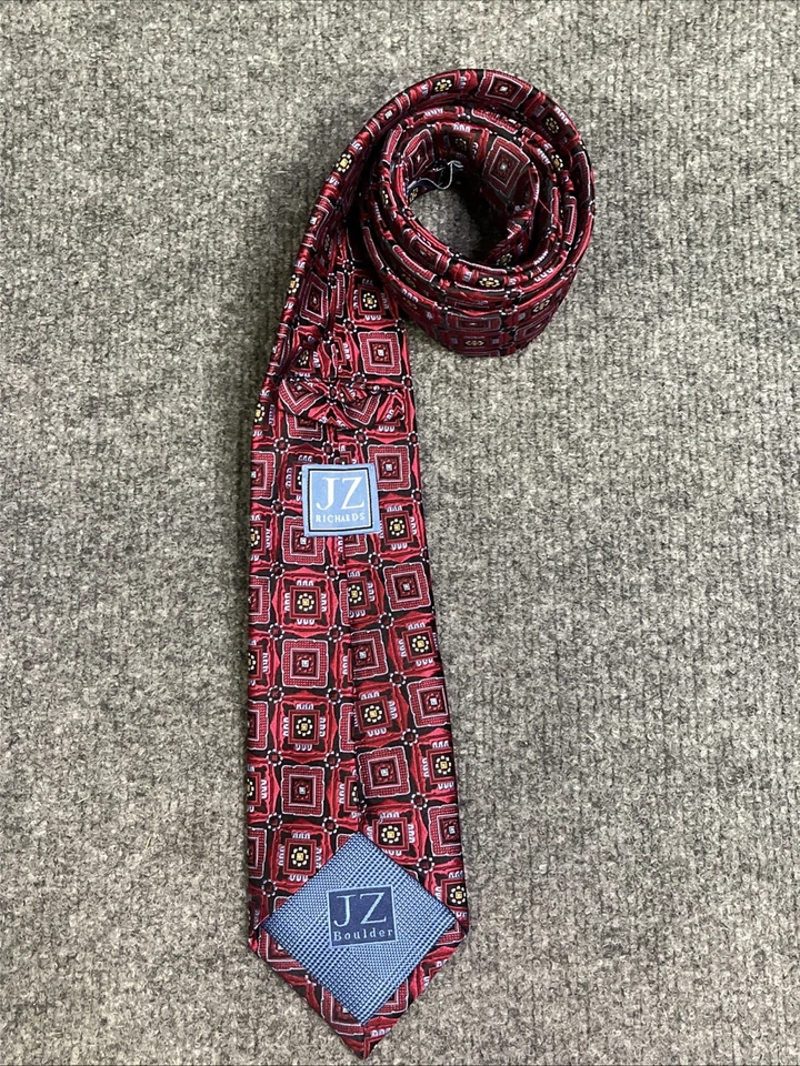 JZ Richards галстук мужской шелк красный медальон галстук классический сделано в США геометрический - Изображение 2 из 4