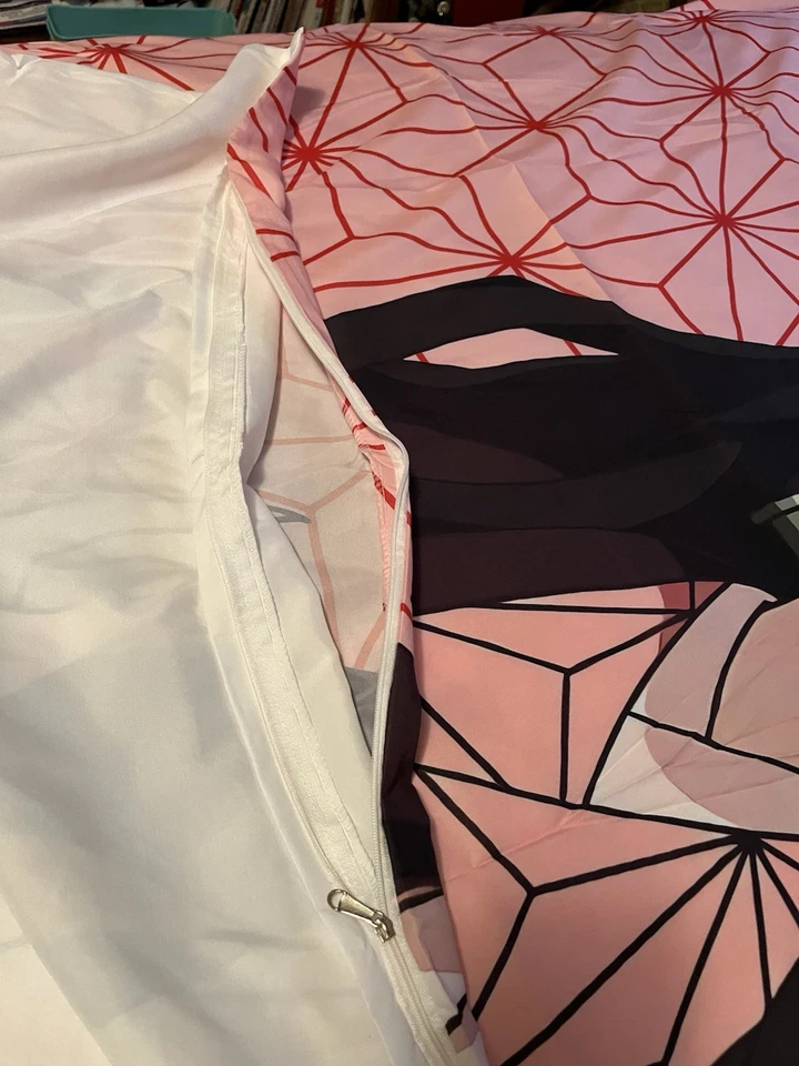 Juego de cama doble Kamado Nezuko Demon Slayer funda nórdica con cremallera 2 fundas de almohada Foto 4 de 4