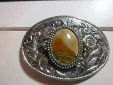 Belt Buckle Silver with Rock Insert