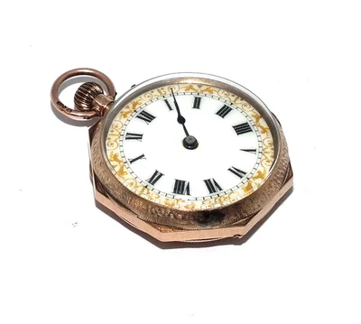Damen Seltene 9Ct Gelbgold Aufwendig Verziertes Antikes Taschenuhr - Bild 1 von 4