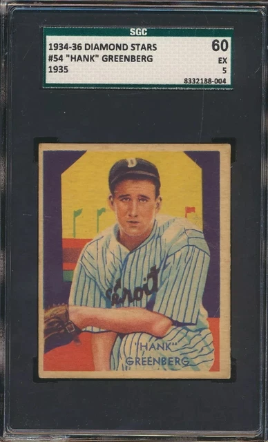 1934-36 Diamond Stars #54 Hank Greenberg HOF Tigers - SGC 5 EX - ICONIC CARD!!