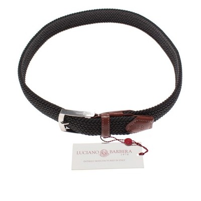 Luciano Barbera NWT Braided Elastic Belt Size 90 (US 34) in Dark Gray w/ Brown