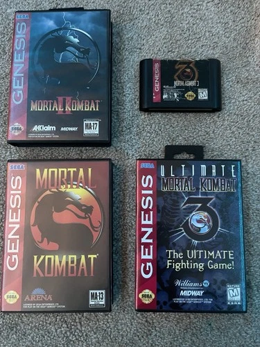 Sega Genesis Mortal Kombat 1 2 3 Umk3 Ultimate Lot Bundle