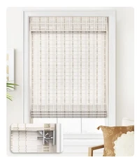 LazBlinds Cordless Bamboo Blinds, Bamboo Roll Up Shades 26”x64” Whitewash