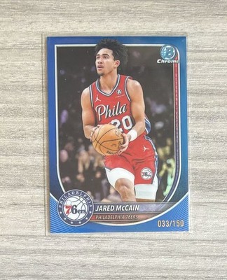 2025 Topps Bowman Chrome Blue Refractor #BCV-65 Jared McCain /150 76ers