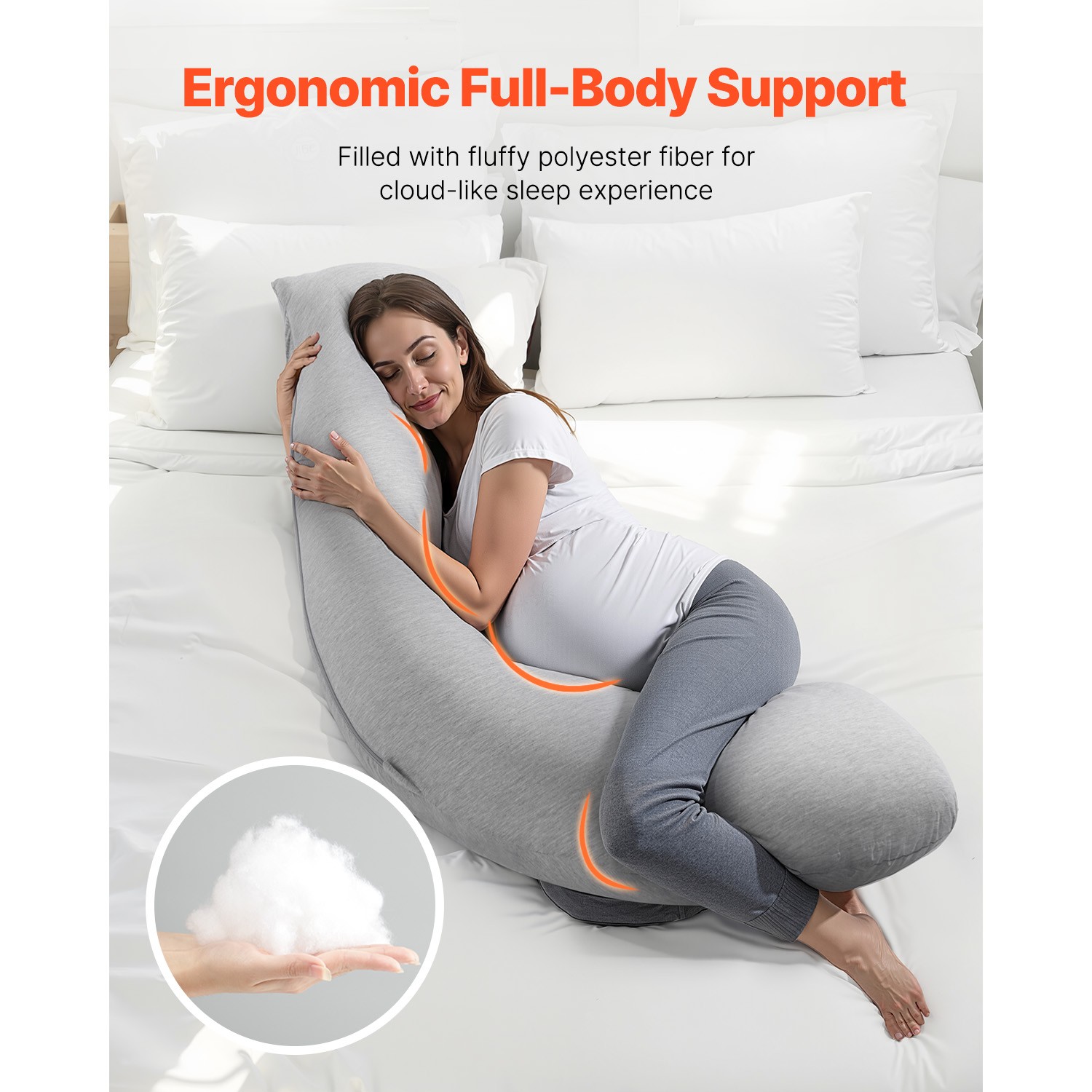 Oreiller Maternité Forme L | Soutien Dorsal & Ventre | Doux