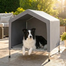Elevated Dog House for Medium Dogs, 32"D x 26"W x 28"H Raised Dog Bed with Re...