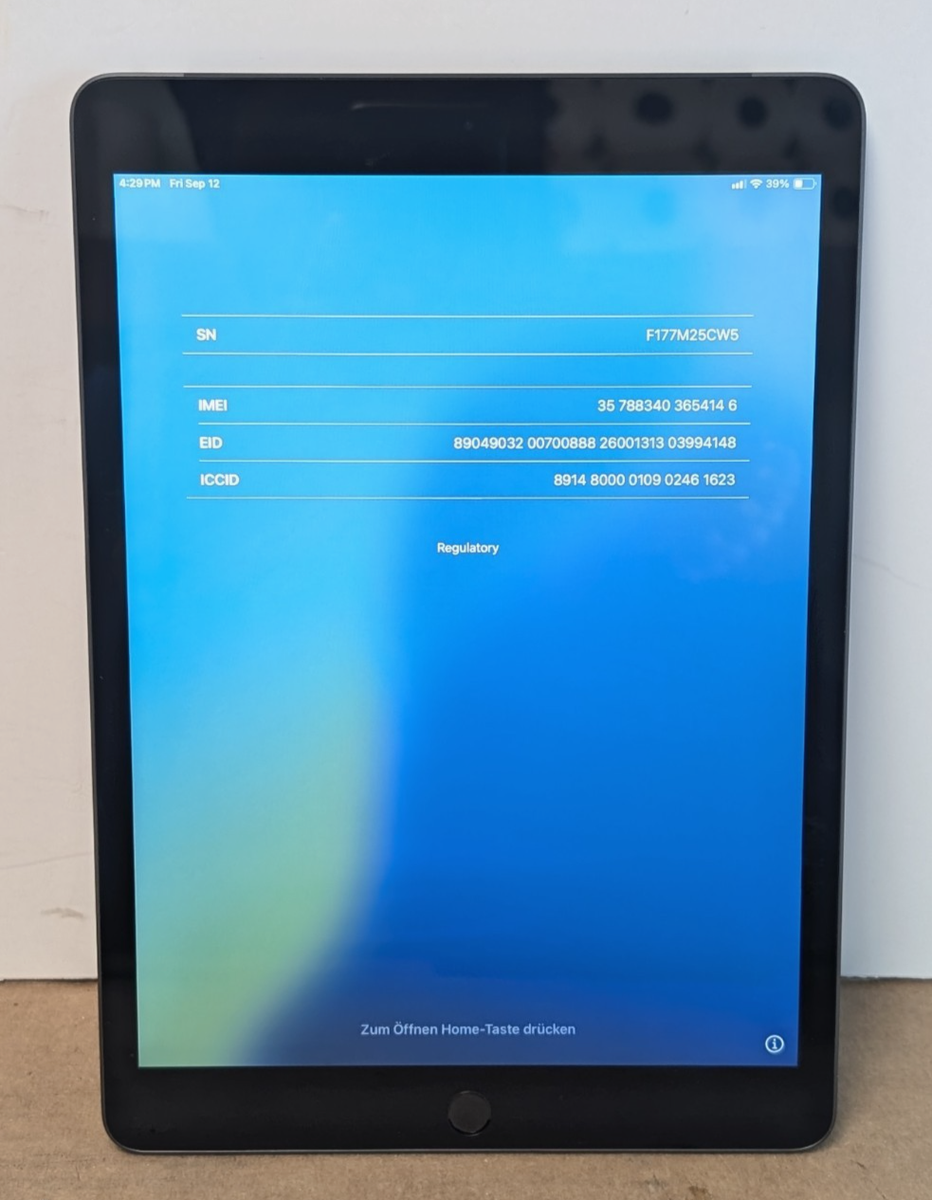 Apple iPad A2603 9th Generation Space Gray 10.2