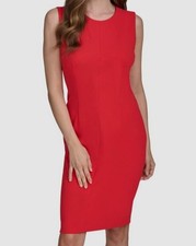 Halston Women's Red Sleeveless Scuba Crepe Sheath Dress Size 8