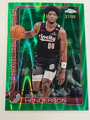 2025-26 Topps Chrome Scoot Henderson Green Ray Wave /99 #166 Blazers