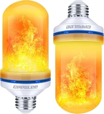 CPPSLEE LED Flame Light Bulbs, 4 Modes Flickering 2 Pack - Yellow 