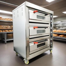 220V 3PH 3-layer 33.8" Commercial Pizza Oven 27HP 68℉-752℉ with 6 Baking Sheets