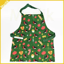 IKEA Vinterfint Apron for Kids, Christmas Holiday Pattern/ Green, NEW