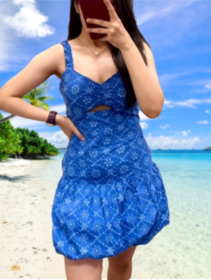 ZARA NEW INK BLUE CUTWORK EMBROIDERY MINI DRESS sz L,XL | eBay