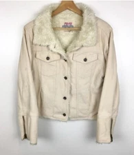 SEVENTY SEVEN Beige Jacket SizeLarge Grunge Motorbiker Rider Winter Weather Coat