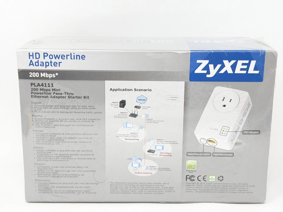 ZyXEL 200 Mbps Fast Ethernet Powerline Wall-Plug Adapter Starter Kit NEW SEALED - Image 3 of 4