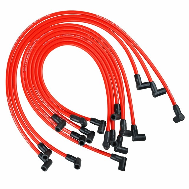 9Pcs Red Ignition Spark Plug Wire SBC BBC 350 383 454 Fit For SP10390