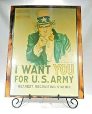 Vintage Uncle Sam  "I Want You for the US Army" Recruiting Sign Mancave MT