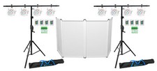 DJ Package 8 Rockville White Rechargeable DJ Wash Lights Crank Stands Facade
