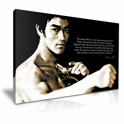 Bruce Lee Zitate Kung Fu Ikone aufgespannter Leinwanddruck Wanddeko Kunst weitere Größen