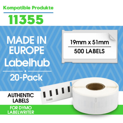 20x Etiketten Kompatibel Dymo 11355 Labelwriter 320 330 400 450 Duo Twin Turbo